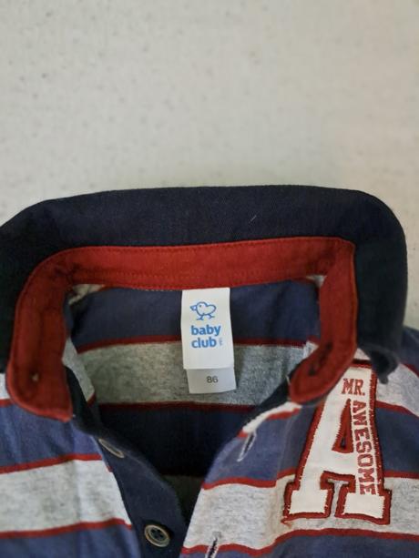 Šedo-modré tričko s golierikom, baby club,86