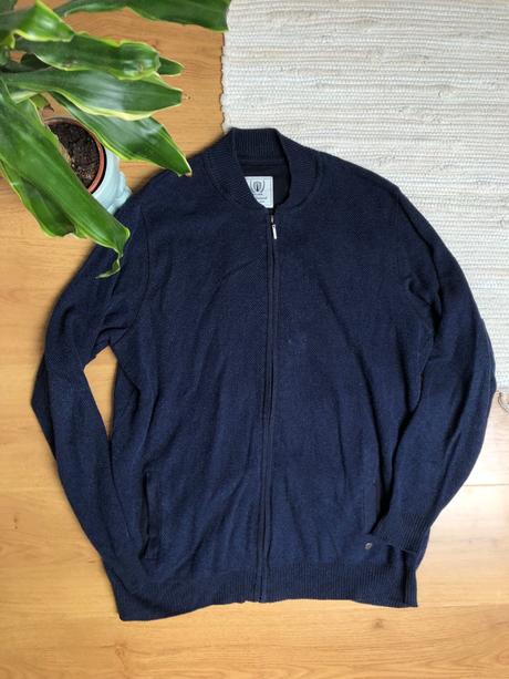Modrý sveter na zips / pánsky kardigán, xl