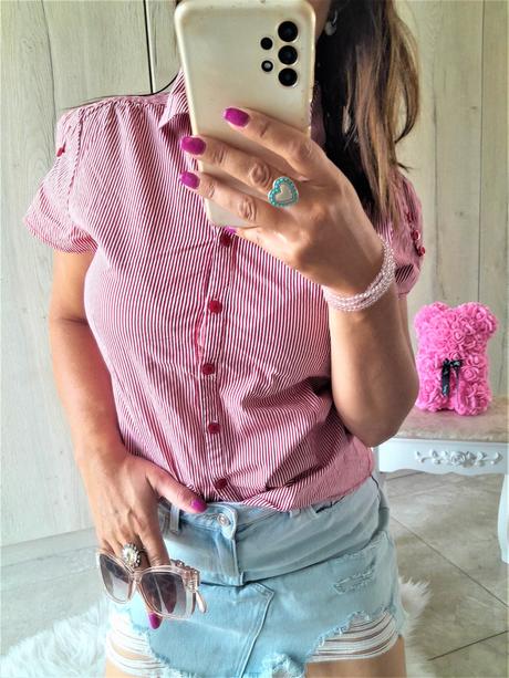 Pásikavá dámska košeľa-m/l, m