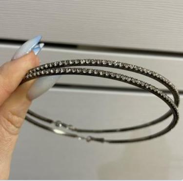 Elegantné veľké štrasové náušnice gunmetal, 