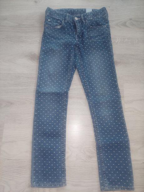 H&m - bodkovane riflicky, h&m,140