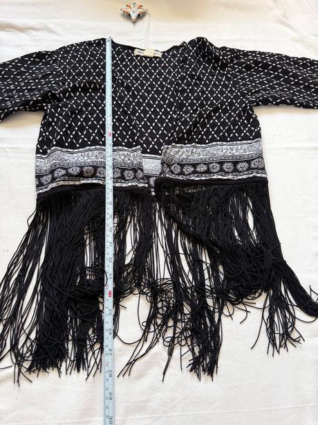 Čiernobiele kimono so strapcami, prešívané,, h&m,s
