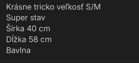 Tričko veľkosť s/m, s