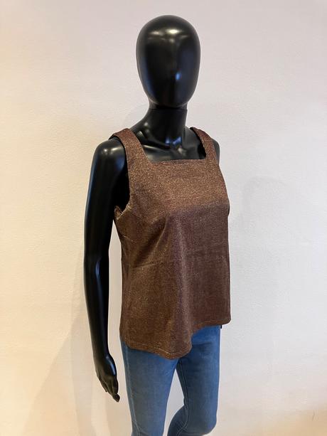 Hnedo-zlatý trblietavý elegantný top,veľk.42/44, tcm,xl
