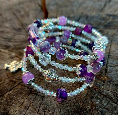 Set náramku a náušníc z prírodného ametystu,