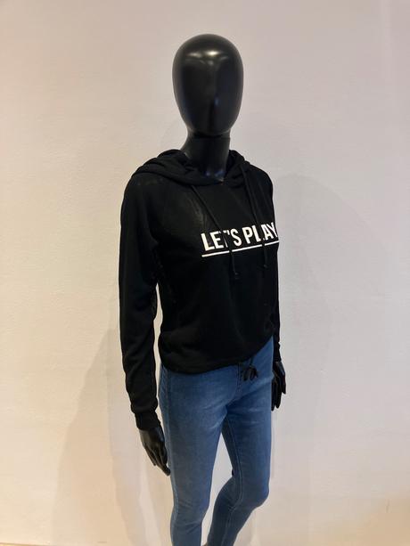 Dámsky čierny sveter s nápisom (m), m