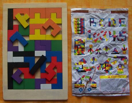 Drevena skladačka + puzzle vintage, 