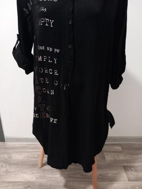 Dámska čierna dlhá košeľa, l