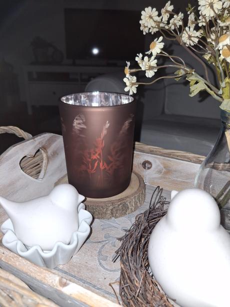 Nadherny skleneny svietnik jesenne travy, 