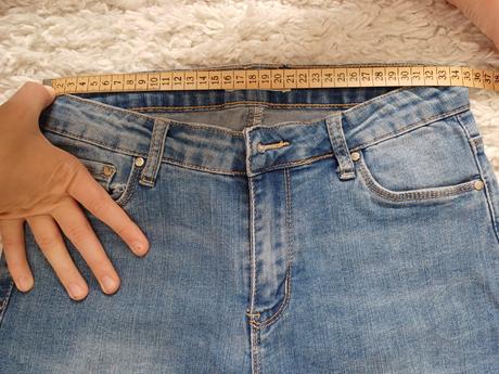 Dámske rifle bledomodrej farby, 28