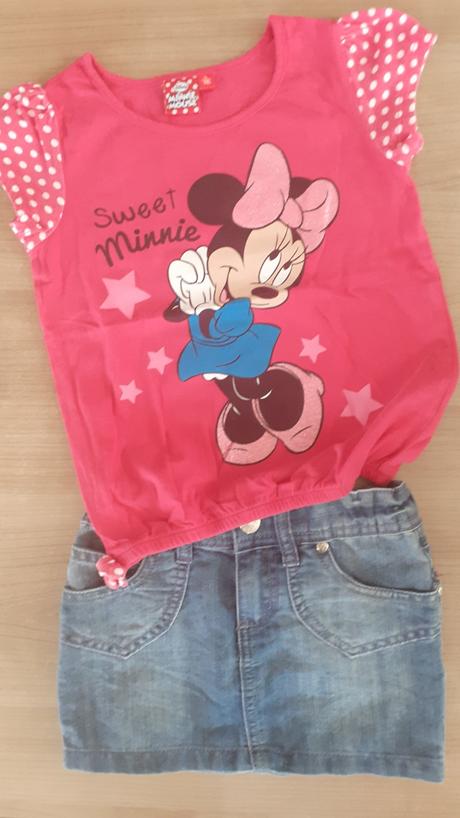 Tričko+ riflové kraťasky/suknička, disney,116