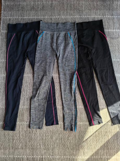 Športové legíny s vysokým pásom, 3 ks, 40