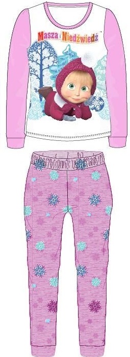 Pyžamo dievčenské máša a medveď dlhé ružové, 122 / 128