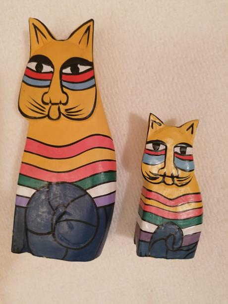 Mačky 2ks drevo,