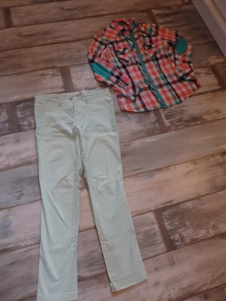 Nohavice a károvaná košeľa 40/42, bonprix,40