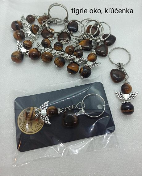 Kľúčenka anjel+srdce,tigrie oko, 