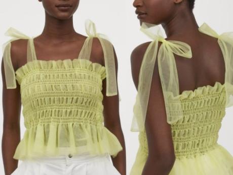 H&m crop top s riasením a zaväzovacími ramienkami, h&m,xs