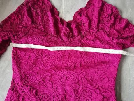 Čipkované fuksiové šaty lindex,v40,elastické, lindex,40