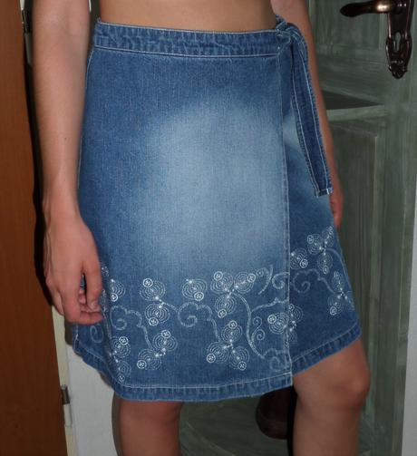 Zavinovacia rifľová sukňa, xs