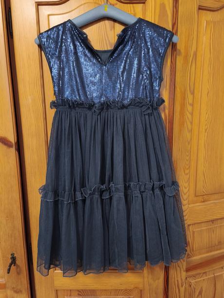 Tmavomodré šaty, veľ. 134/140, pompdelux,134
