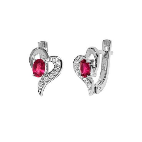 Náušnice pravý rubín v striebre,