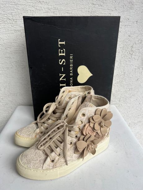 Twinset krasne cipkovane tenisky 36 na styl chloe, 36