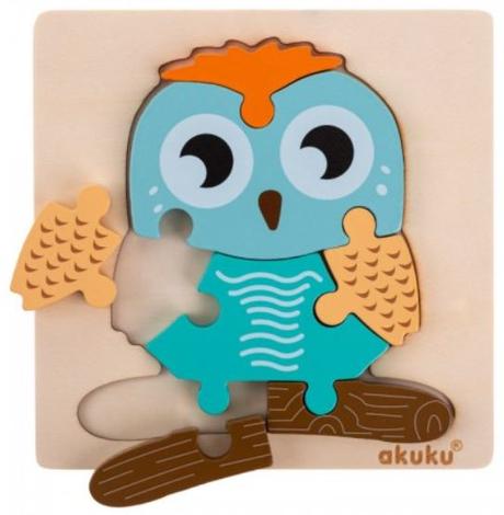 Akuku a0601 drevené puzzle sova,