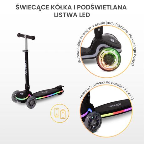 Toyz detská balančná kolobežka carbon so svetelným,
