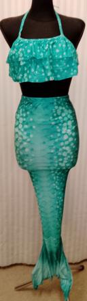 3 set plavecký morská víla zelená volánová, 150 cm, 152