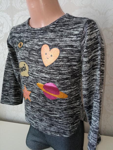 Dievčenský melírovaný sveter s potlačou (98-104), h&m,98