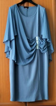 Elegantné šaty, šedá/modrá, v. 2xl/3xl, xxl