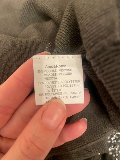 Olivový sveter s kamienkami, s, s