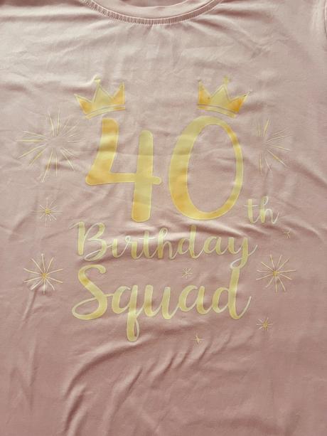 Ružové tričko 40 birthday squad, s