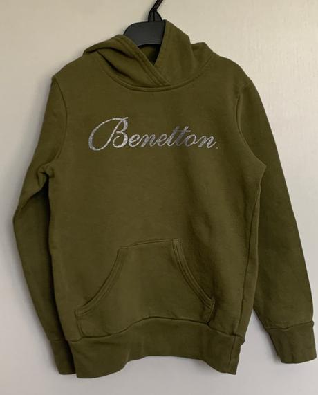 Benetton zelená mikina s kapucňou, benetton,128