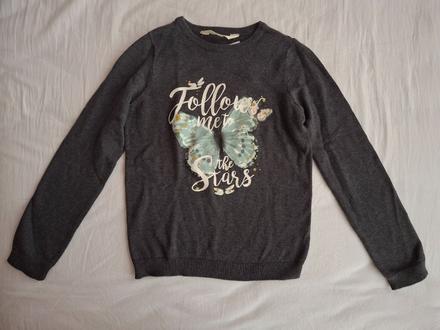 Dievčenský pletený pulóvrik s motýlikom, h&m,122 / 128