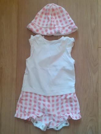 Opalovačky-body p.dievčatko+klobúčik 1x obleč.74, f&f,74