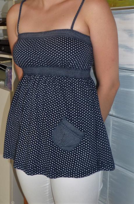 Tričko na ramienka, denim,xs