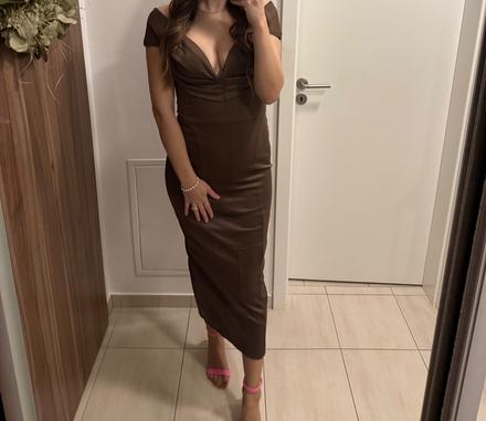Hnedé šaty elegantne, m