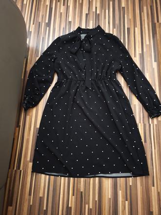 Čierne bodkované šaty xl, xl
