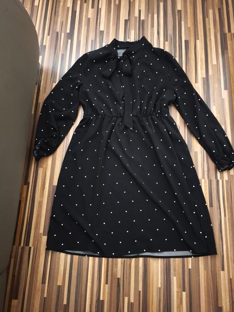Čierne bodkované šaty xl, xl