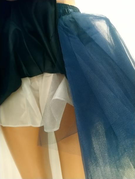 Dámska tmavo modrá asymetrická tylová sukňa, m-xxl, l / m / xl / xxl