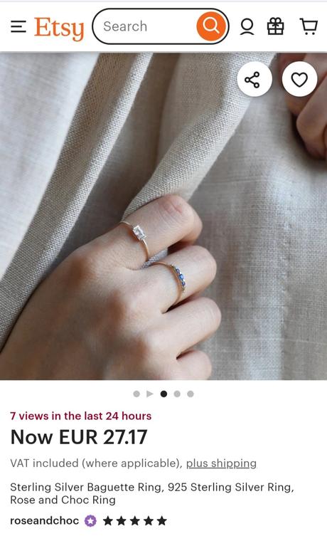 Strieborný prsteň baguette,