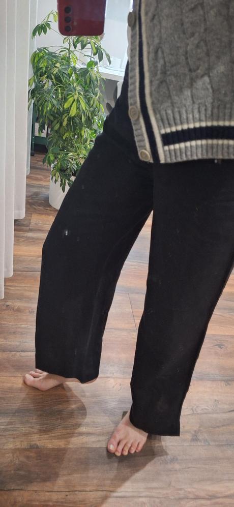 Ľanové čierne šioké nohavice h&m vel 36, h&m,36