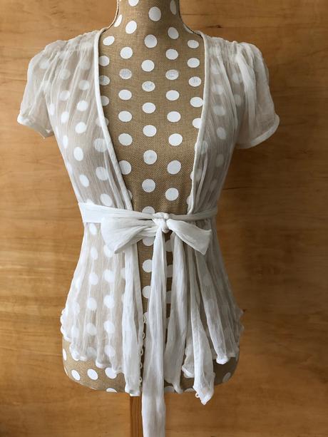 Biely zavinovací hodvábny top, xs, xs
