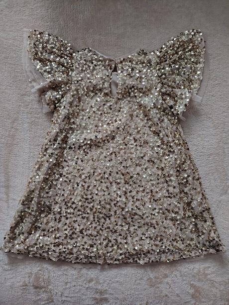 Zlaté filtrované šaty s krátkym rukávom, pepco,92