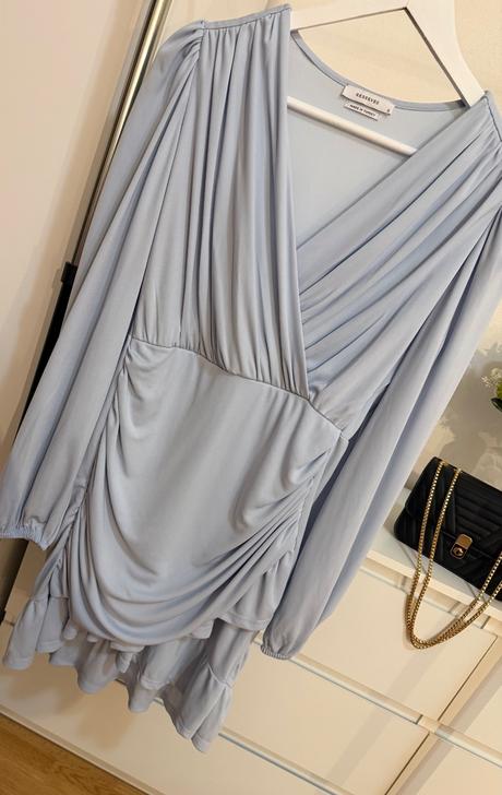 Elegantné šaty reserved jemná modrá, drapovanie, reserved,s