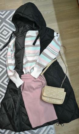 Zoštíhľujúca dlhá vesta 2smerný zips vačky xs/m, m