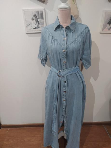 Maxi riflové šaty, l / m