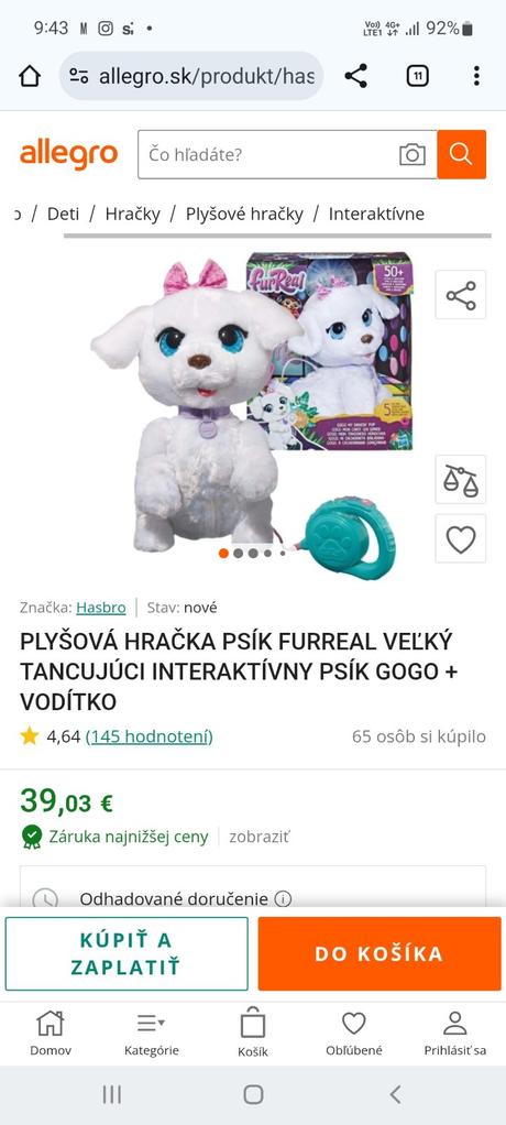 Furreal interaktívne šteňa, 