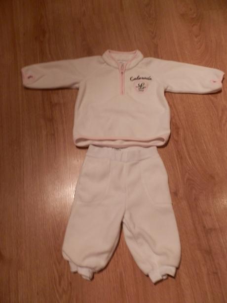 Biela flisová súpravička pre dievčatko uz len miki, h&m,74